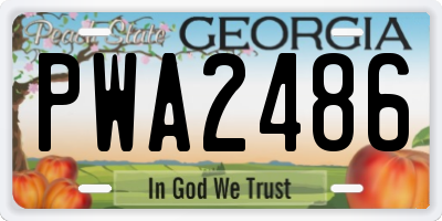 GA license plate PWA2486
