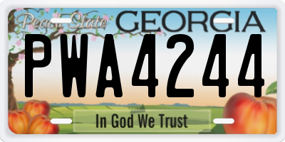 GA license plate PWA4244