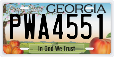 GA license plate PWA4551
