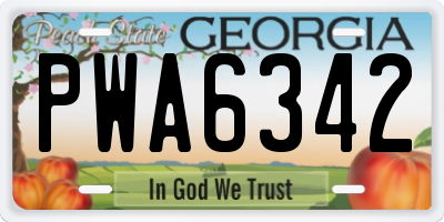 GA license plate PWA6342
