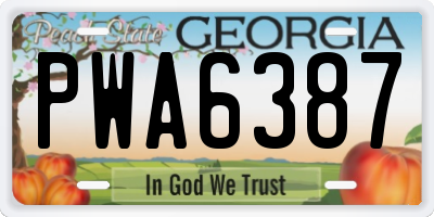 GA license plate PWA6387