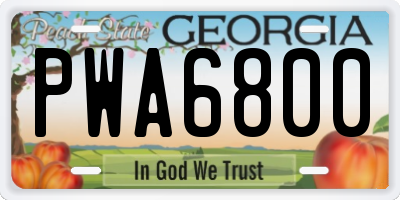 GA license plate PWA6800