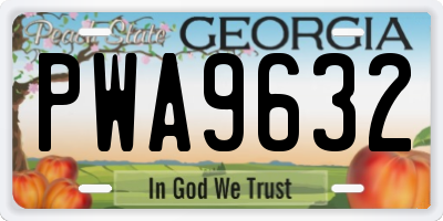 GA license plate PWA9632
