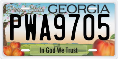 GA license plate PWA9705