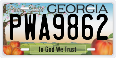 GA license plate PWA9862