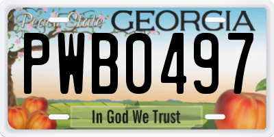 GA license plate PWB0497