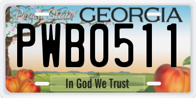 GA license plate PWB0511
