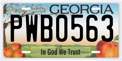 GA license plate PWB0563
