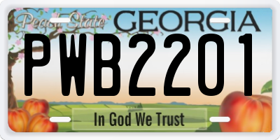 GA license plate PWB2201