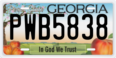 GA license plate PWB5838