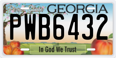 GA license plate PWB6432