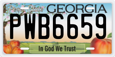 GA license plate PWB6659