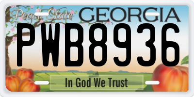 GA license plate PWB8936