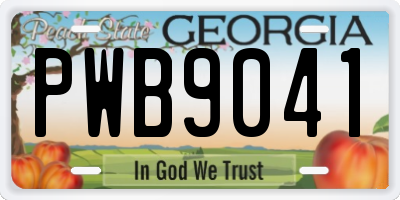 GA license plate PWB9041