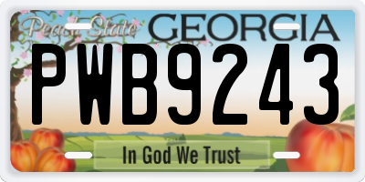 GA license plate PWB9243