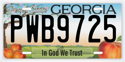 GA license plate PWB9725