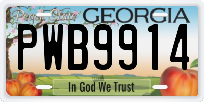 GA license plate PWB9914