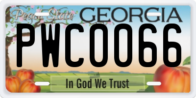 GA license plate PWC0066