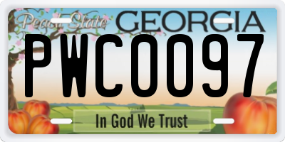 GA license plate PWC0097