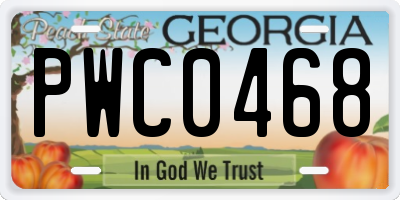GA license plate PWC0468