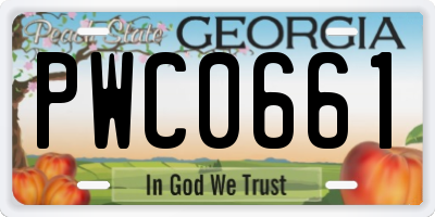 GA license plate PWC0661