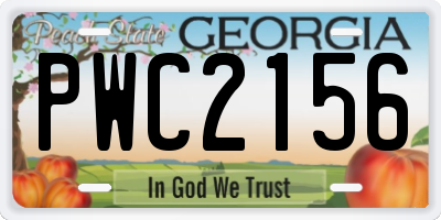 GA license plate PWC2156