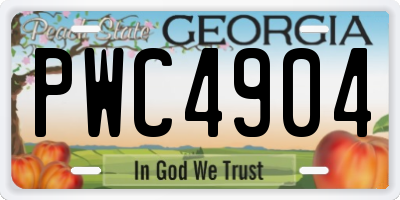 GA license plate PWC4904