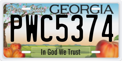 GA license plate PWC5374