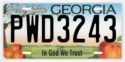 GA license plate PWD3243