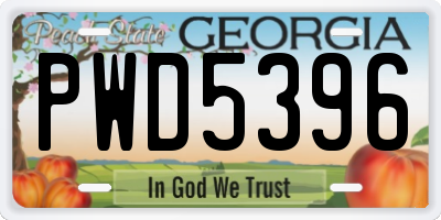 GA license plate PWD5396