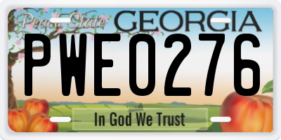 GA license plate PWE0276