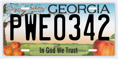 GA license plate PWE0342