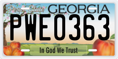 GA license plate PWE0363