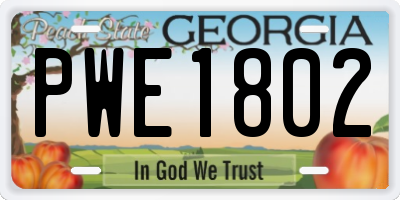 GA license plate PWE1802