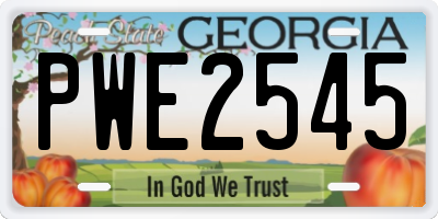 GA license plate PWE2545
