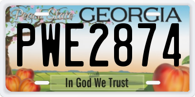 GA license plate PWE2874