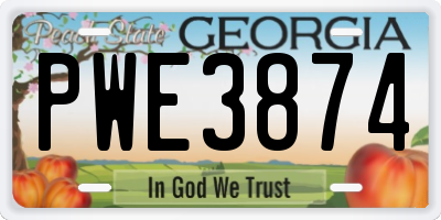 GA license plate PWE3874