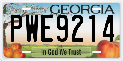 GA license plate PWE9214