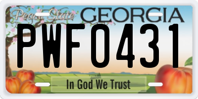 GA license plate PWF0431