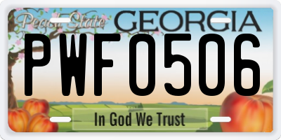 GA license plate PWF0506