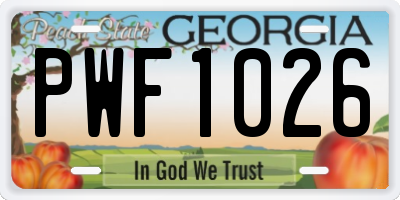 GA license plate PWF1026