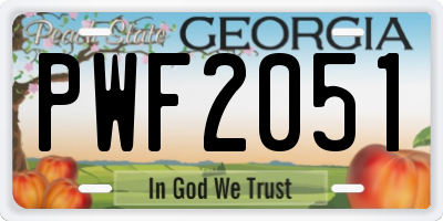 GA license plate PWF2051
