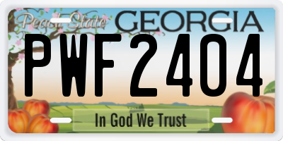 GA license plate PWF2404
