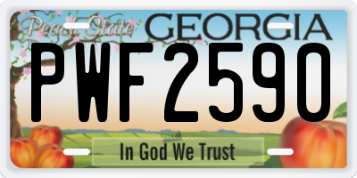 GA license plate PWF2590
