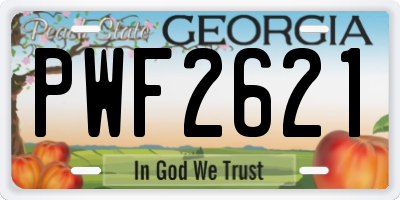 GA license plate PWF2621