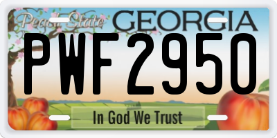 GA license plate PWF2950