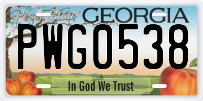 GA license plate PWG0538