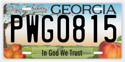 GA license plate PWG0815