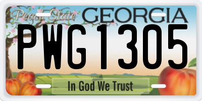 GA license plate PWG1305