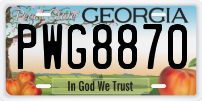 GA license plate PWG8870